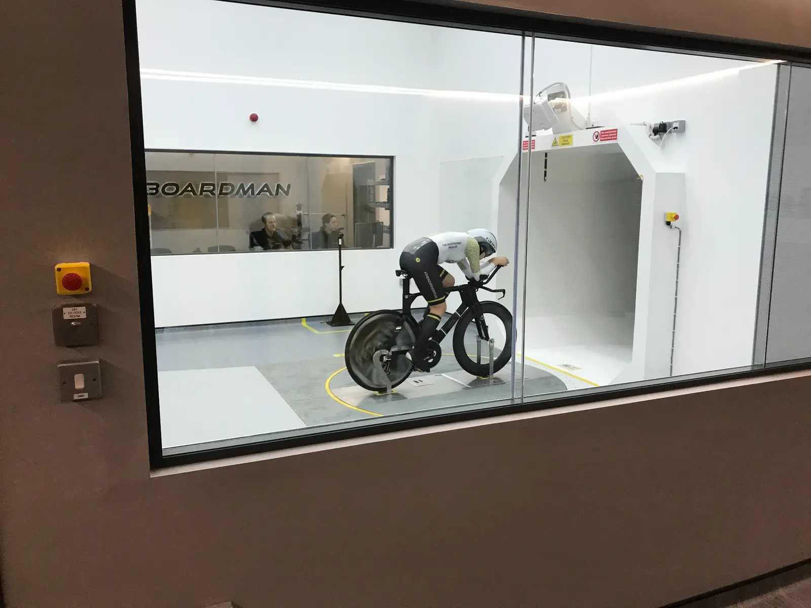 Chris Fennell completing aerodynamic testing in a cycling wind tunnel
